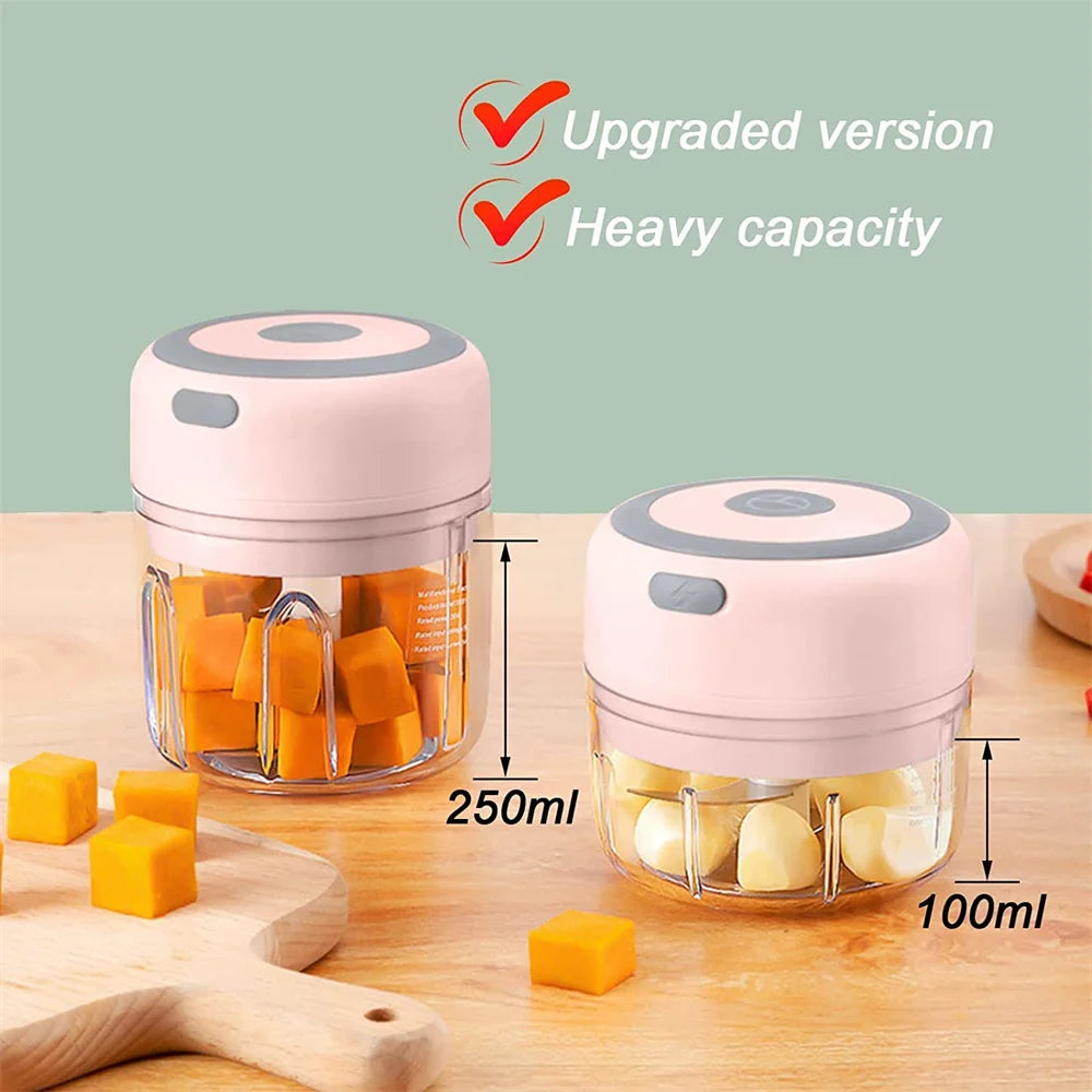 Electric Mini Garlic Chopper  Portable Cordless Vegetable
