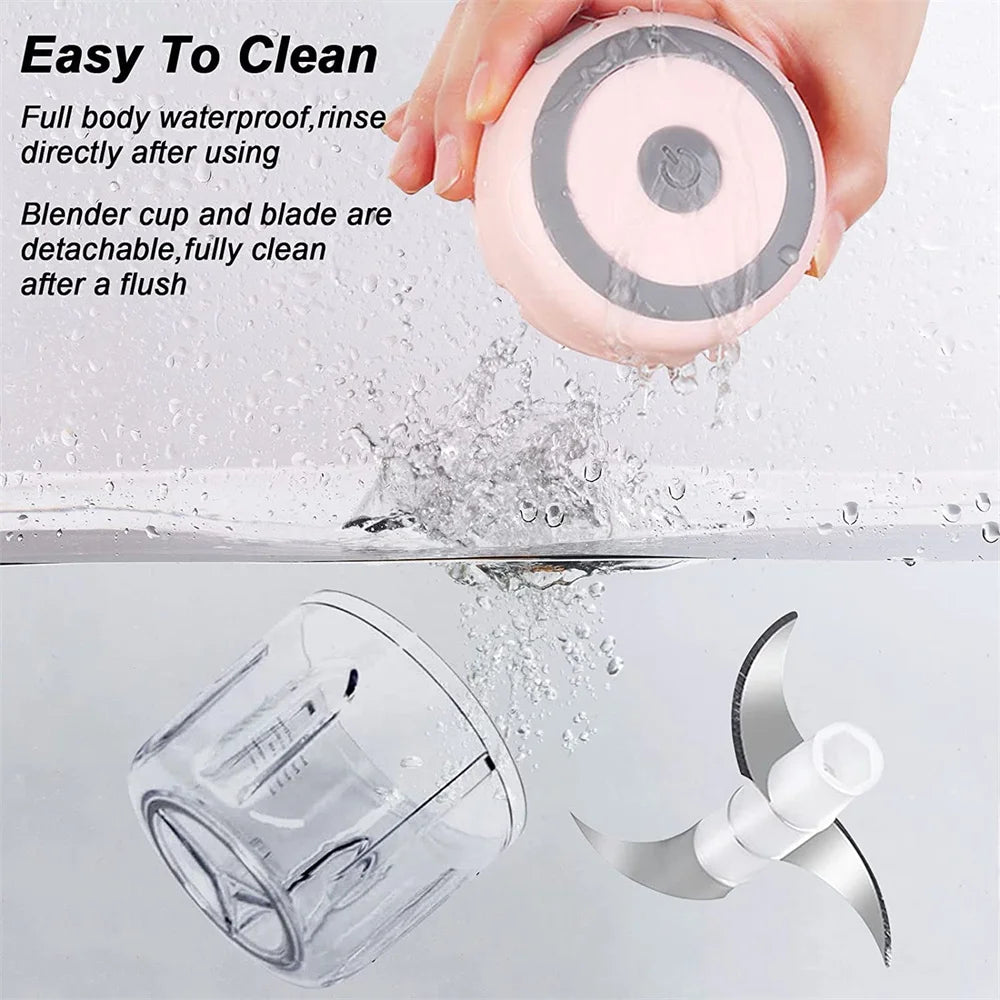 Electric Mini Garlic Chopper  Portable Cordless Vegetable